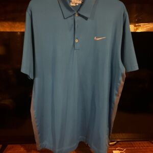 Nike Blue Short-Sleeve Polo with Contrast Swoosh